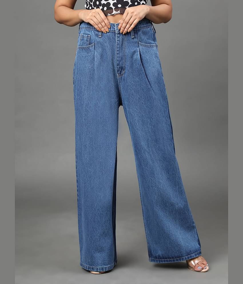 AngelFab - Light Blue Denim Flared Women's Jeans ( Pack of 1 )