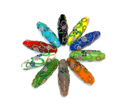 Rendam Mix Super Fancy Lampwork Glass Beads For Jewelry Making (Oval) Per Packet of 20 Pcs, BMIX-029