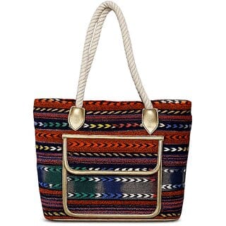 VARA Daily Drift Tote Bag with Long Tassel (Multicolour)