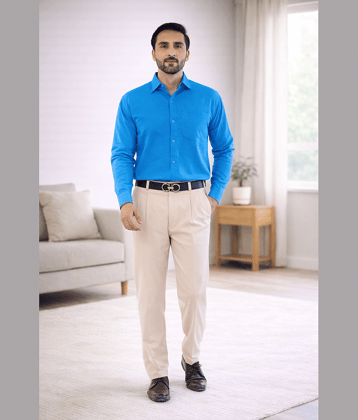 DESHBANDHU DBK 100% Cotton Regular Fit Solids Full Sleeves Men's Casual Shirt - Blue ( Pack of 1 )