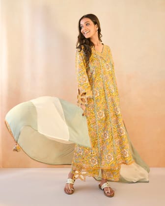 Sunflower Chintz Dupatta-One Size / Sunflower White