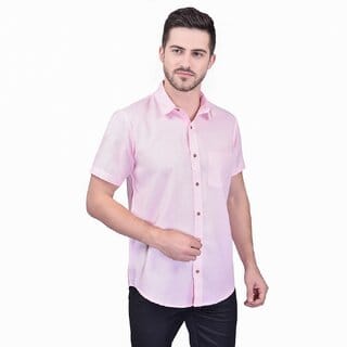 PrintCultr Men's Half Sleeve Cotton Spread Collar Shirt (Light Pink) PrintCultr Men's Half Sleeve Cotton Spread Collar Shirt (Light Pink)