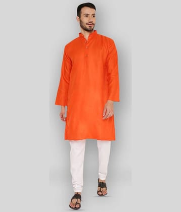 Maharaja - Orange Cotton Regular Fit Men's Kurta Pyjama Set ( Pack of 1 )