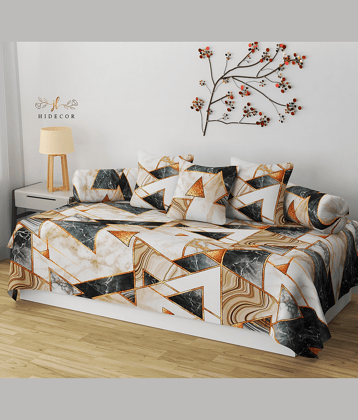 HIDECOR Cotton Geometric Diwan Set 6 Pcs - Multi