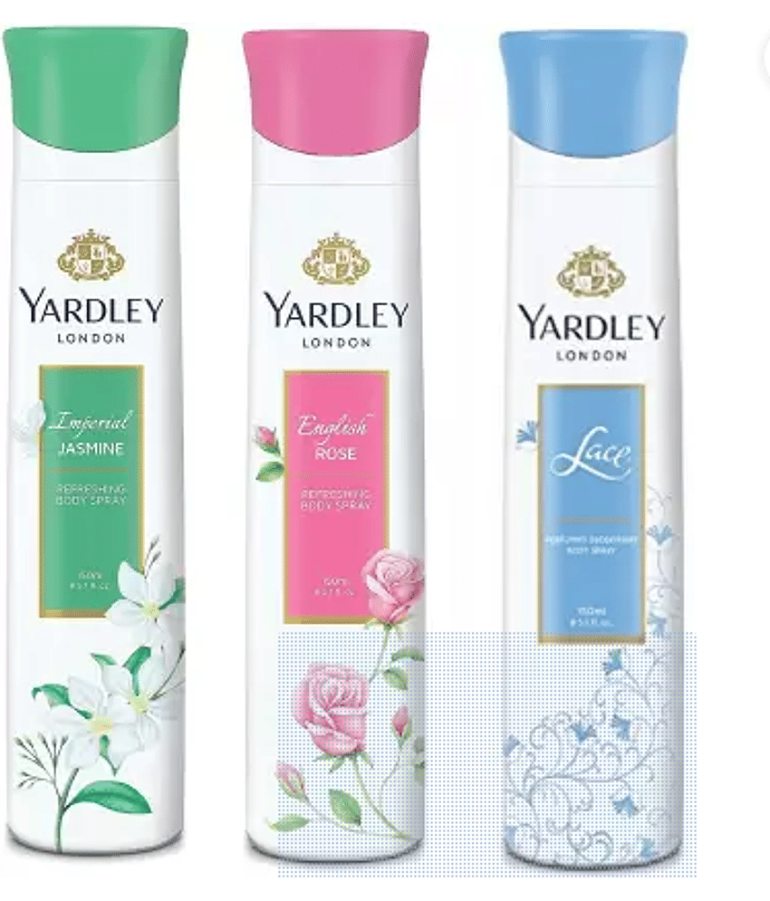 Yardley London English and Lace Body Spray - For Women , 150ML Each (Pack of 3).