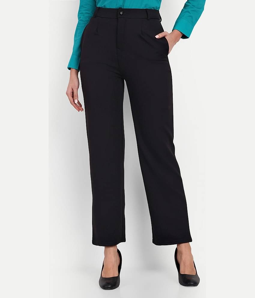 Broadstar Pack of 1 Polyester Straight Women's Casual Pants ( Black )