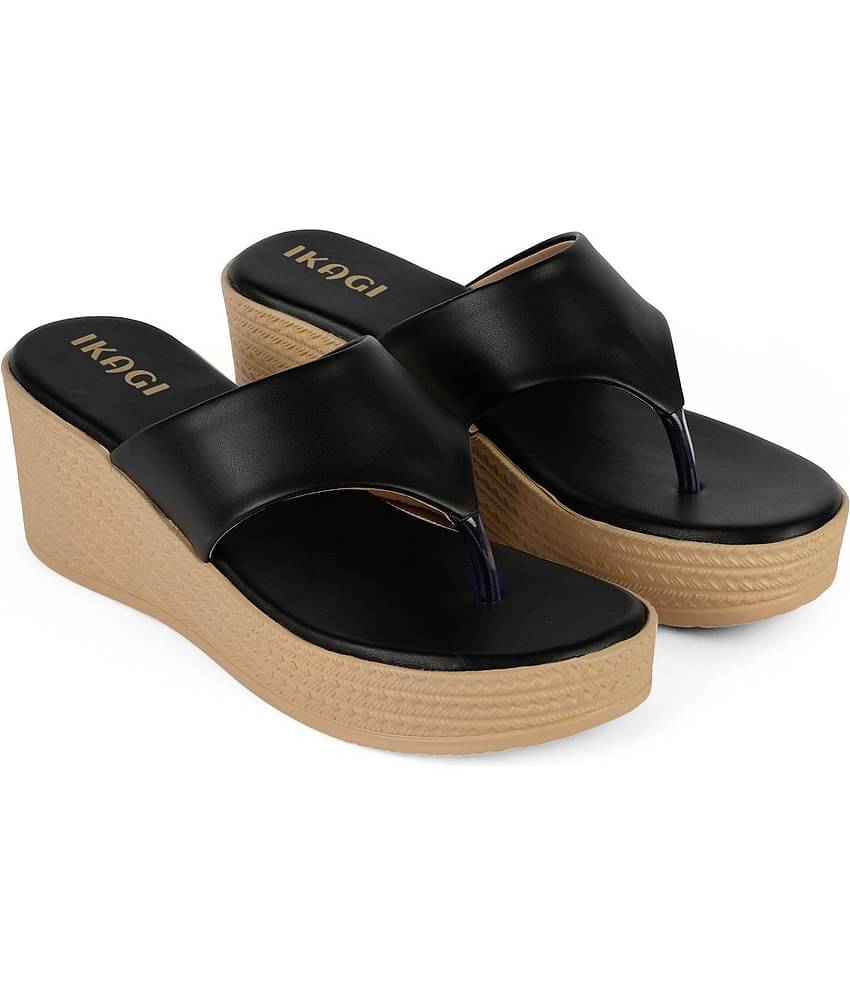 IKAGI Black Women's Slip On Heels