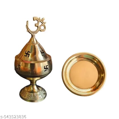 Premium Brass Akhand Diya with Base Plate(3  Puja Essential