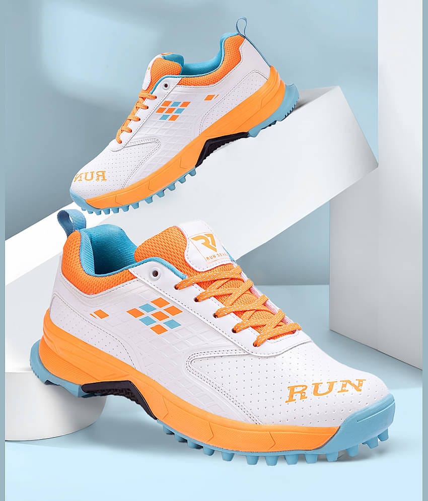 RUN SEVEN Orange Cricket Shoes