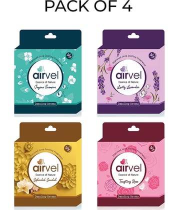 Airvel Bathroom Air Freshener Blocks Rose, Jasmine, Sandal & Lavender Fragrances 75g ( Pack of 4 )