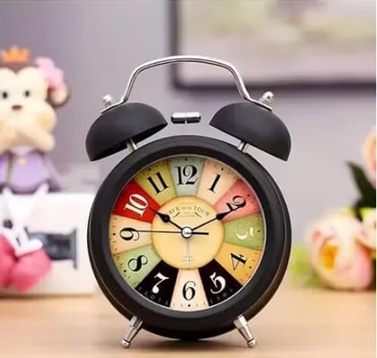 kaasni's Vintage Twin Bell Alarm Clock | Battery Operated | Night Backlight | Silent Movement | Bedroom & Office (Black) kaasni's Vintage Twin Bell Alarm Clock | Battery Operated | Night Backlight | Silent Movement | Bedroom & Office (Black)