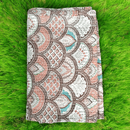 Hand Quilted Kantha Bedcover- Multicolor Jewels-90 x 100 inches