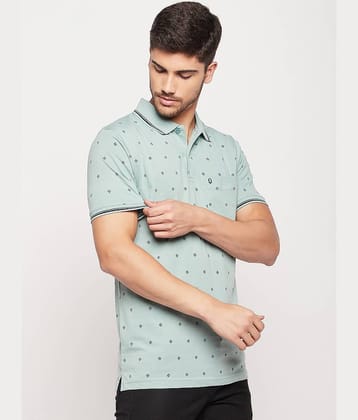 UNIBERRY Pack of 1 Cotton Blend Regular Fit Printed Half Sleeves Men's Polo T Shirt ( Sky Blue )