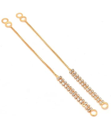 Jewar Mandi - Golden Ear Chain Earrings ( Pack of 2 )