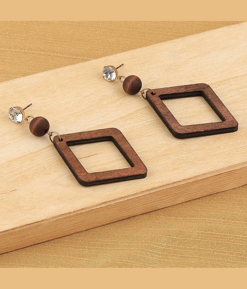 SILVER SHINE Party Wear Natural  Diamond  Wooden Earring for Perfect and Different Look For women