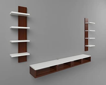 DAS Harries TV Entertainment Unit Stand Set TOP Box Stand with Shelves and Display Rack Classic Walnut & Frosty White Large- Ideal for UP to 55 INCH Screen