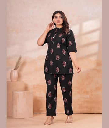 Nevisha Style Women Tunic With Trousers Co-Ord Set ( Black )