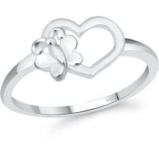 Vighnaharta Cute Butterfly Heart CZ Rhodium Plated Ring for Women  [VFJ1631FRR7]