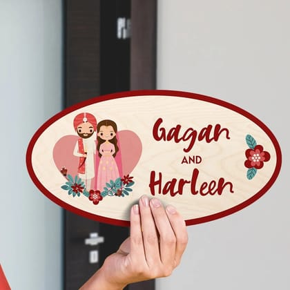 Sikh Couple Theme Name Plate-Sikh Couple Name Plate