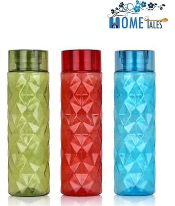 iview kitchenware Multicolour PET Fridge Water Bottle (1000ml each), (3U), Triangle Pattern