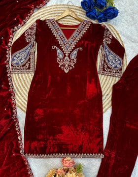 Designer Party Wear Top Bottom And Dupatta With Embroidery Work