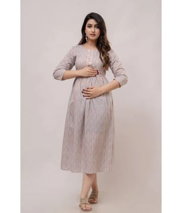 Frionkandy Pink Cotton Womens Maternity Dress ( Pack of 1 ) - 2XL