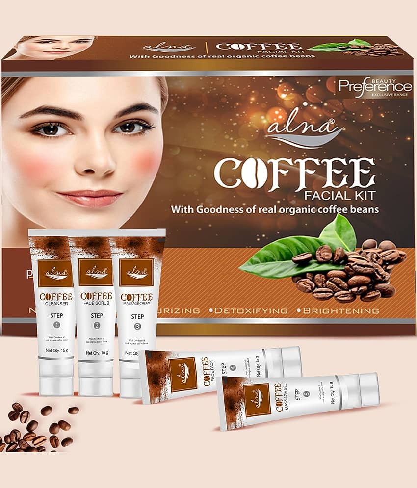 Alna Coffee Facial Kit With Goodness of Real Organic Coffee Beans 75gm , Pack of 1