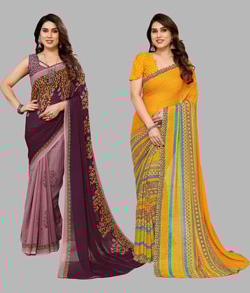 ANAND SAREES Georgette Printed Saree With Unstitched Blouse Piece ( Multicolour )