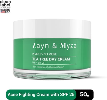 ZM Zayn & Myza Tea Tree Day Cream With SPF 25 | With Salicylic Acid | Reduces Acne & Pimples | Moisturizing Cream For Oily & Acne Prone Skin - 50 g