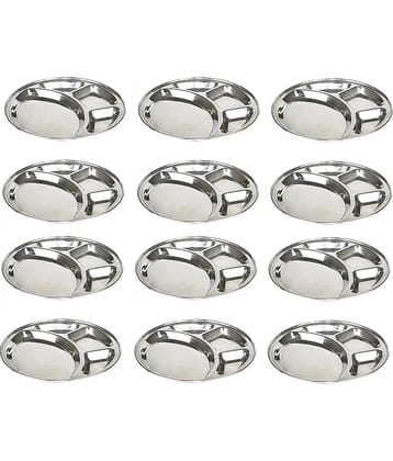 Dynore 12 Pcs Stainless Steel Silver Partition Plate