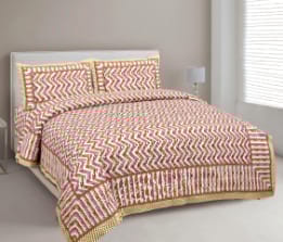 Pure Cotton sanganeri Jaipuri Printed Double Bedsheet With Matching 2 Pillow Covers