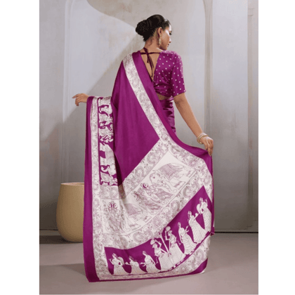 womens satin crepe printed saree with unstitched blouse 5mtr purple pid65073 womens satin crepe printed saree with unstitched blouse 5mtr purple pid65073