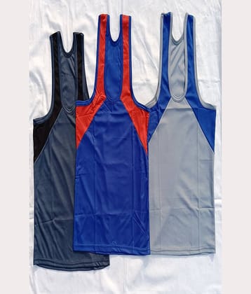 D1 DIFFERENT ONE Pack of 3 Nylon Gym Vest For Men ( Multicolor )