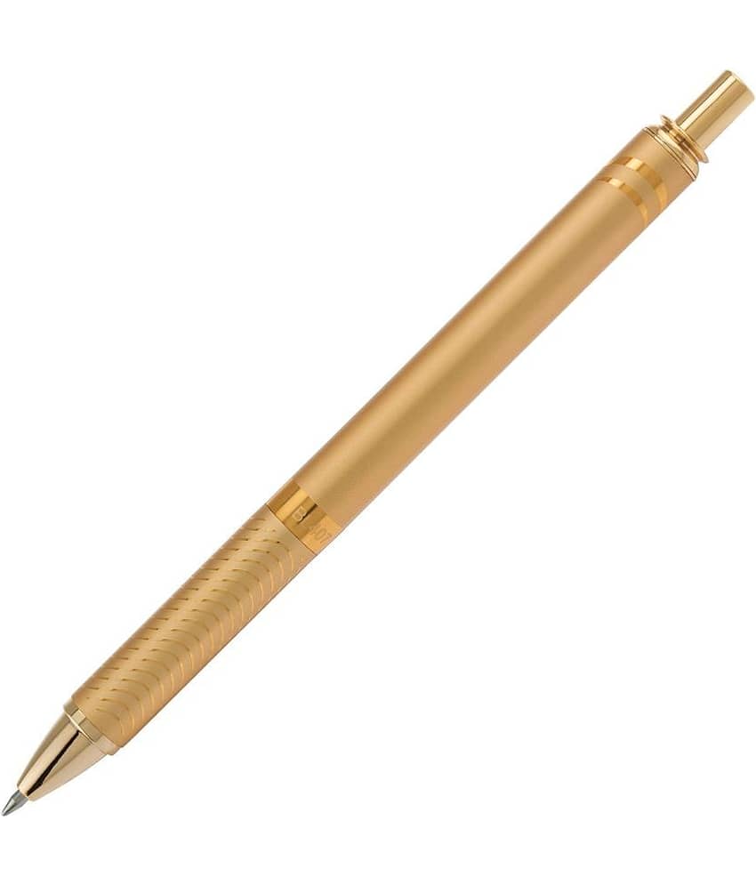 Pentel EnerGel Alloy Retractable Liquid Gel Pen, Gold Barrel, Black Ink, in gift box with info band (BL407XABX)