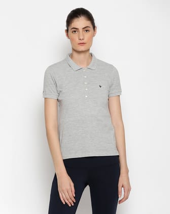 Women'S Premium Cotton Solid Half Sleeve Polo T-Shirts-M / Grey