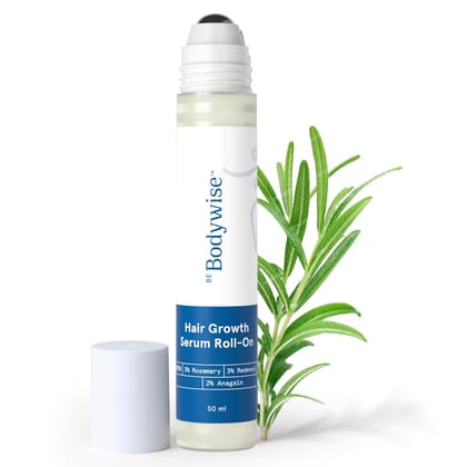 Be Bodywise Rosemary Hair Growth Serum (Roll On)|Promotes Hair Growth & Stimulates Hair Follicles |3% Rosemary, 3% Redensyl & 2% Anagain | Hair Fall Control Serum For Unisex |For All Hair Types | 50Ml Be Bodywise Rosemary Hair Growth Serum (Roll On)|Prom