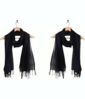 Kastner Black Cotton Blend Women's Scarf ( Pack of 2 )