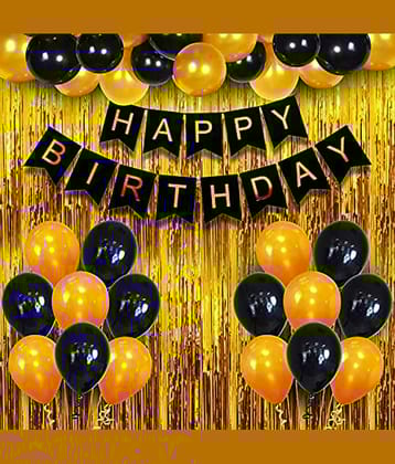 Party Propz Happy Birthday Banner Decoration Kit - 34Pcs Set for Boys Husband Balloons Decorations Items Combo with Metallic Balloons and Foil Curtain