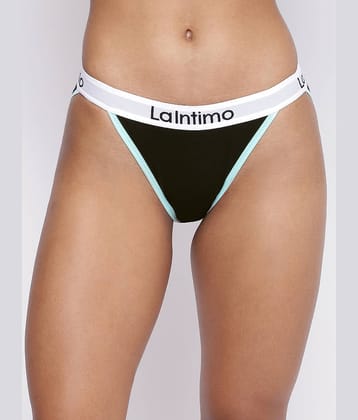 La Intimo Pack of 1 Cotton Lycra Bikini For Women ( Black )