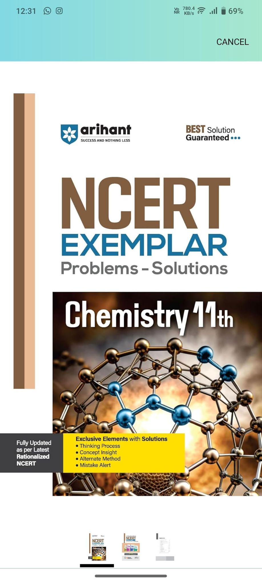 Arihant NCERT Exemplar Problems Solutions Chemistry class 11th Paperback �2 March 2023 [Paperback] Rachna Rani