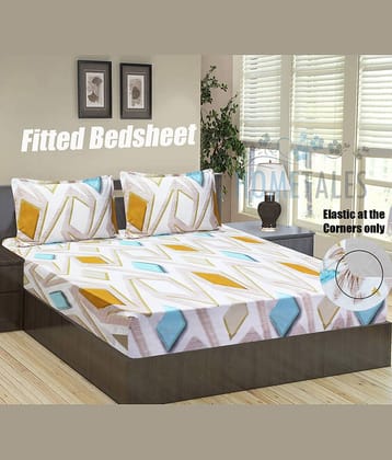 Home Candy Microfibre Abstract 1 Bedsheet with 2 Pillow Covers - White