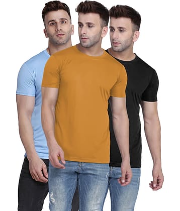 TQH Polyester Slim Fit Solid Half Sleeves Men's Round T-Shirt - Multicolor6 ( Pack of 1 )