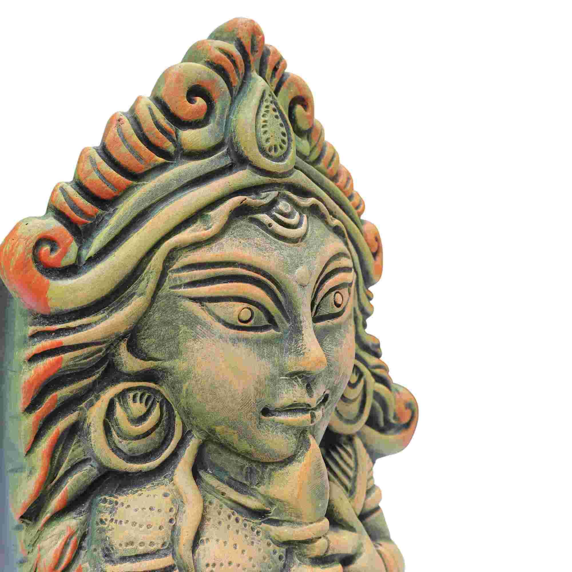 Nature Touch Bengal Terracotta Durga Idol Pen Stand Handmade Desk Utility for Art Lovers