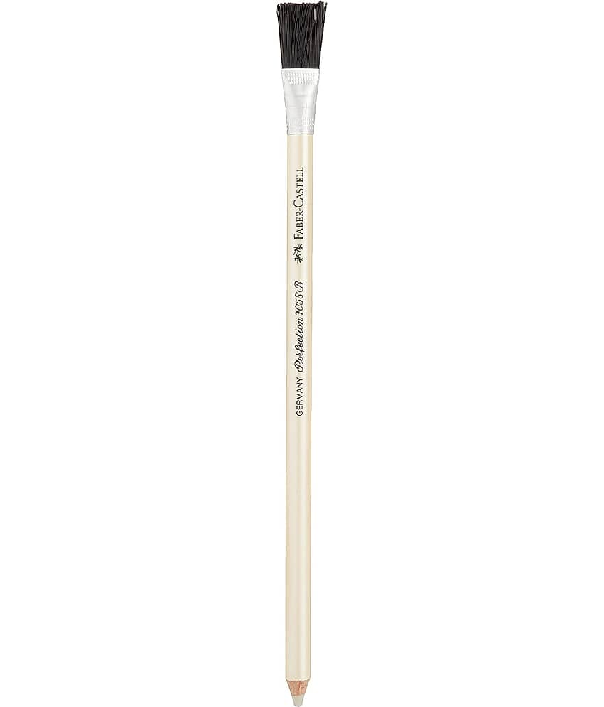 FABER CASTELL PERFECTION ERASER PENCIL WITH WHITE ERASER AND BRUSH  PACK OF 3