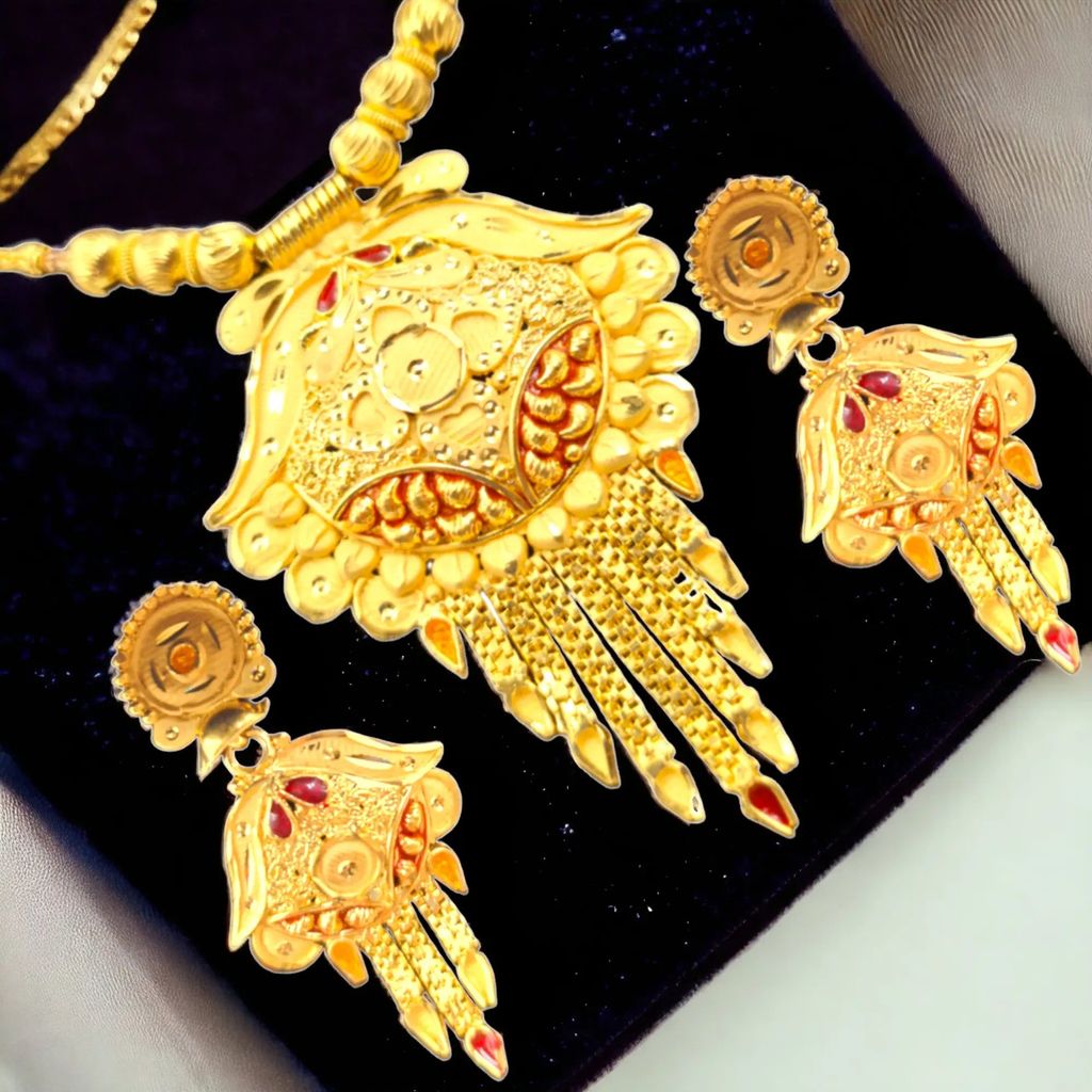 Exquisite One Gram Gold Traditional Necklace and Earrings Set