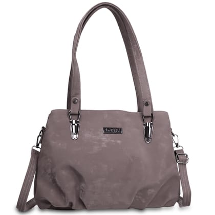 Jothi Asuka Premium Womens Handbag | 3-Compartment Synthetic Leather Tote | Velvet Textured Finish | Lightweight & Spacious | Detachable Shoulder Strap | Tan Brown