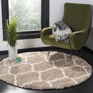 GALLERY HOME Silky Smooth Anti-Skid Shaggy Round Carpet with 2 inch Thickness (5 x 5 Round, Gold M4)