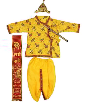 Arshia Fashions Krishna Costume for Kids, Bal Krishna Dhoti Set, Baby Krishna Dress for Janmashtami, Infant Bal Gopal, Kanha Fancy Dress Costume for Boys/Girls