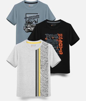 HELLCAT Pack of 1 Boys Cotton Blend T-Shirt ( White )