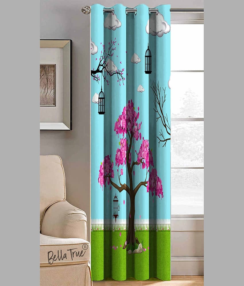 BELLA TRUE Abstract Printed Semi-Transparent Eyelet Curtain 5 ft ( Pack of 1 ) - Multicolor
